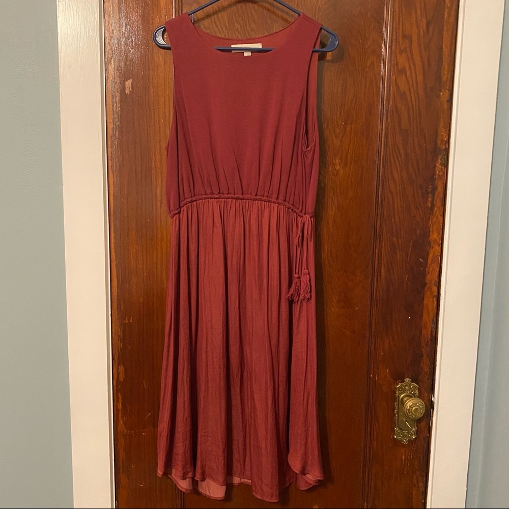 Sleeveless Midi Dress with Tassel Tie Waist